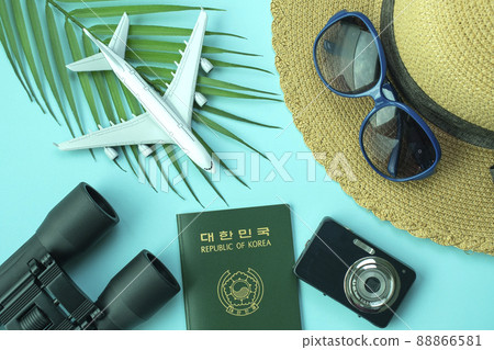 Passport, airplane and travel image Passport, airplane and travel image 88866581
