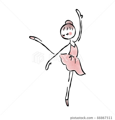 Hand drawn illustration material of girl playing ballet 88867311
