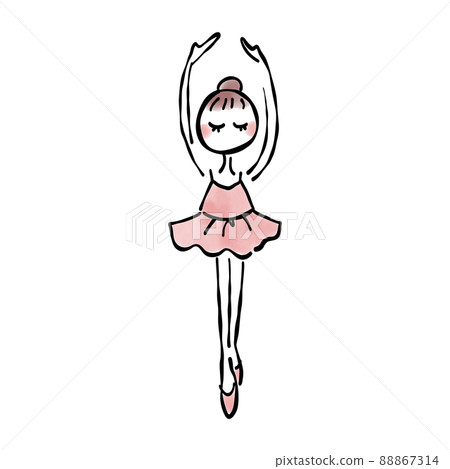 Hand drawn illustration material of girl playing ballet 88867314