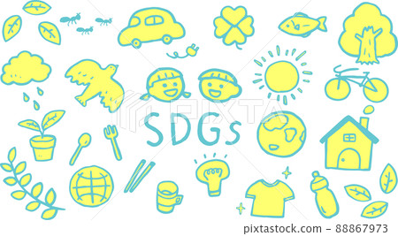 以SDGS為主題考慮環境的溫馨插畫 88867973