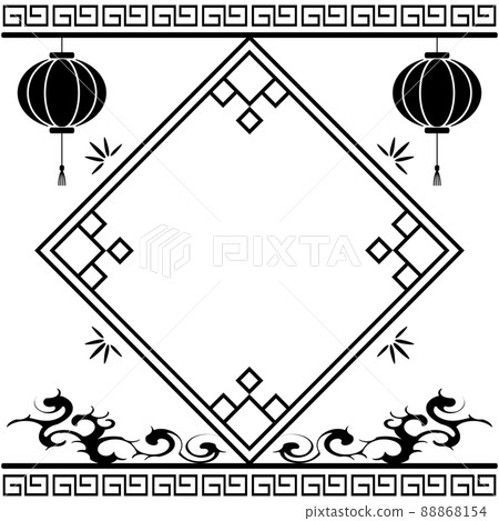 中國風框架方形黑色 88868154