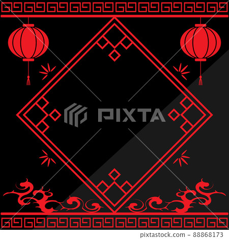 Chinese style background square black & red 88868173
