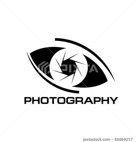 Photography vector icon of diaphragm, human eye with photo camera lens shutter aperture. Photo studio, photography workshop and photographer art center isolated monochrome symbol Photography vector icon of diaphragm, human eye with photo camera lens shutter aperture. Photo studio, photography workshop and photographer art center isolated monochrome symbol 88869257