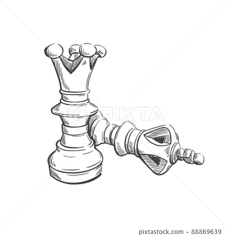 The king chess piece on a chess board. Hand drawn sketch Stock Vector Image  & Art - Alamy