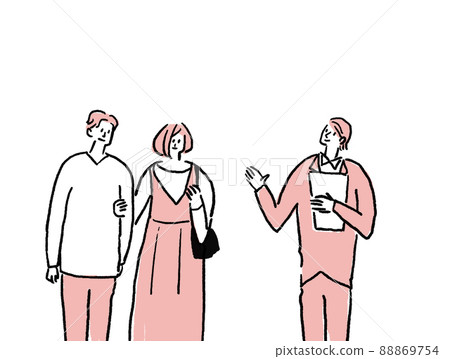 A couple with arms crossed and a woman in a suit (horizontal, centered) 88869754
