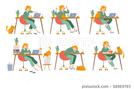 Woman freelancer emotions, work and activities Woman freelancer emotions, work and activities 88869765