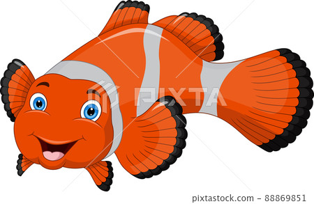 Cute clown fish cartoon on white background 88869851