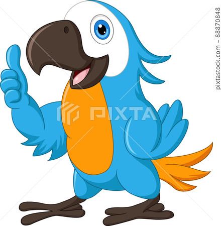 Cartoon funny blue macaw giving thumb up 88870848
