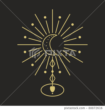 Moon adorned with rays of magical element vector illustration Moon adorned with rays of magical element vector illustration 88872616