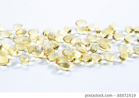 Evening primrose oil capsules isolated. 88872819