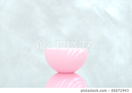 Natural beauty podium backdrop with concrete wall for cosmetic product display. 88872943