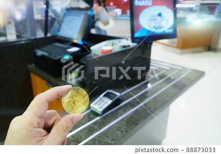Bitcoins New Virtual money concept in crypto wallet app which travel pay buy during travel holiday Bitcoins New Virtual money concept in crypto wallet app which travel pay buy during travel holiday 88873033