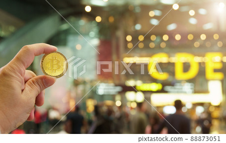 Bitcoins New Virtual money concept in crypto wallet app which travel pay buy during travel holiday Bitcoins New Virtual money concept in crypto wallet app which travel pay buy during travel holiday 88873051