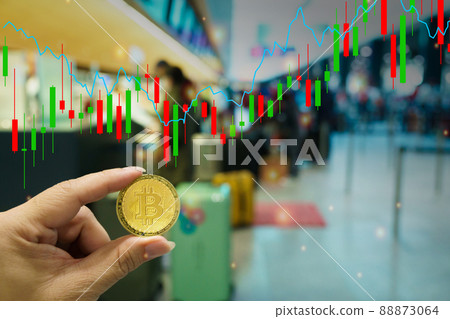 Bitcoins New Virtual money concept in crypto wallet app which travel pay buy during travel holiday 88873064