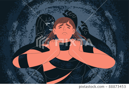 Woman smothered by shadow from the darkness Woman smothered by shadow from the darkness 88873453