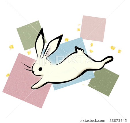 Rabbit Japanese paper background (with gold leaf) 88873545