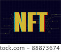 NFT nonfungible tokens text on dark background. Crypto art concept. Pay for unique collectibles in games or art. 88873674