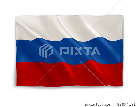 White, blue and red waving flag of Russia. 3d vector object isolated on white White, blue and red waving flag of Russia. 3d vector object isolated on white 88874181