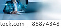 Businessman using laptop online banking and financial, Business and security in networking, Internet network security, Banking and financial, Fintech, e-kyc, Digital marketing, Data privacy protection 88874348
