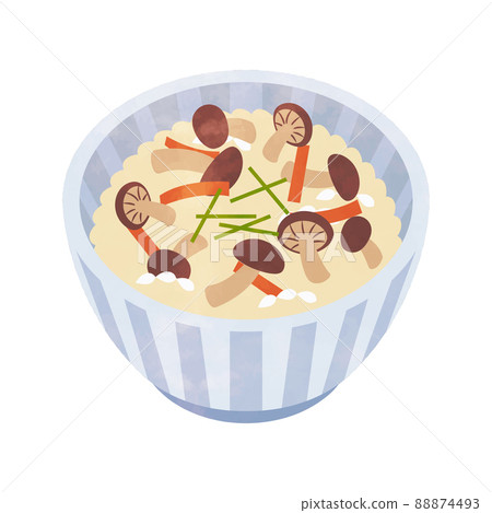 Illustration of rice cooked with mushrooms Illustration of rice cooked with mushrooms 88874493
