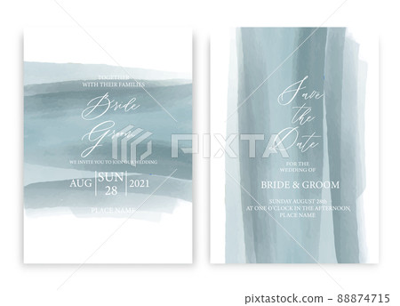 Wedding invitation card sea wave watercolor style collection design, watercolor texture background, brochure, invitation template, Wedding invitation card sea wave watercolor style collection design, watercolor texture background, brochure, invitation template, 88874715
