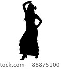 Black silhouette of flamenco dancer in beautiful dress 88875100