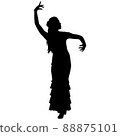 Silhouette of slender flamenco dancer in beautiful dress 88875101