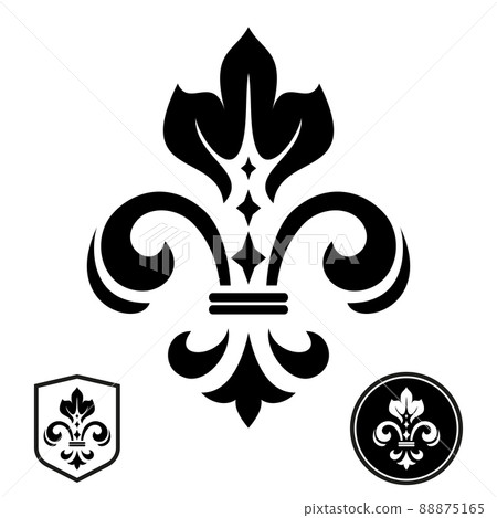 Black heraldic sign, logo, design element, decoration. Graphic pattern.. 88875165