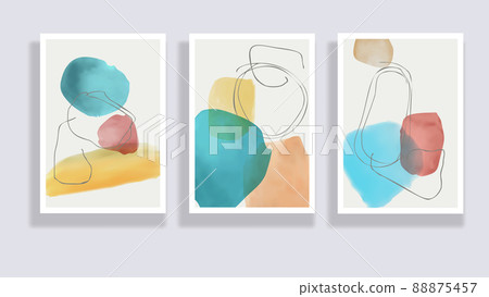 Abstract minimal hand painted compositions 88875457
