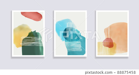 Abstract minimal hand painted compositions 88875458