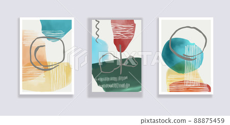 Abstract minimal hand painted compositions 88875459