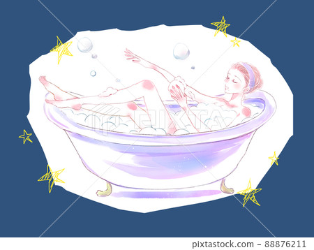 A woman washing her body in the bath 88876211