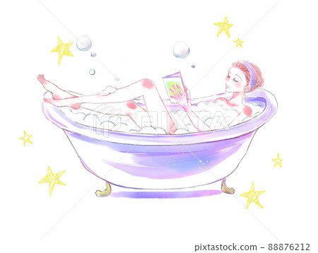 A woman reading a book in a bath 88876212
