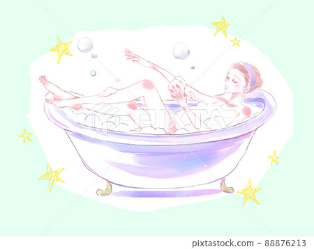 A woman washing her body in the bath 88876213