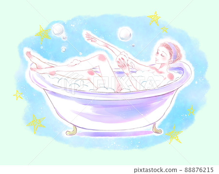 一個女人在浴缸裡洗她的身體 一個女人在浴缸裡洗她的身體 88876215