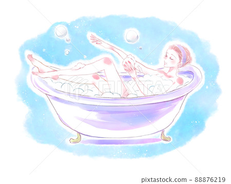 A woman washing her body in the bath 88876219