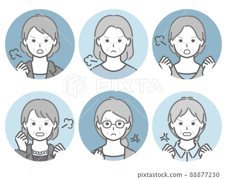 憤怒的老婦人圓圈圖標集 憤怒的老婦人圓圈圖標集 88877230