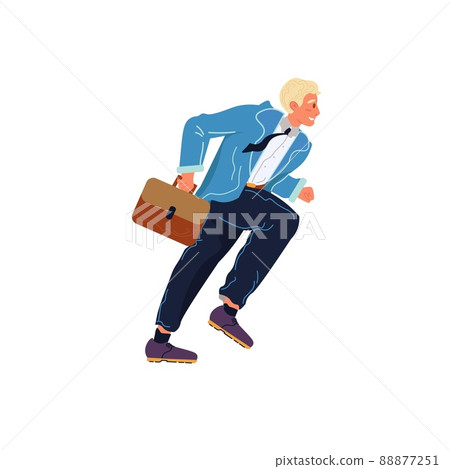 Flat cartoon running office character,workflow and time management vector illustration concept Flat cartoon running office character,workflow and time management vector illustration concept 88877251