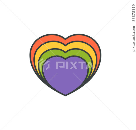 Abstract rainbow halftone multicolored heart shape pop art t shirt print design vector cartoon Abstract rainbow halftone multicolored heart shape pop art t shirt print design vector cartoon 88878519
