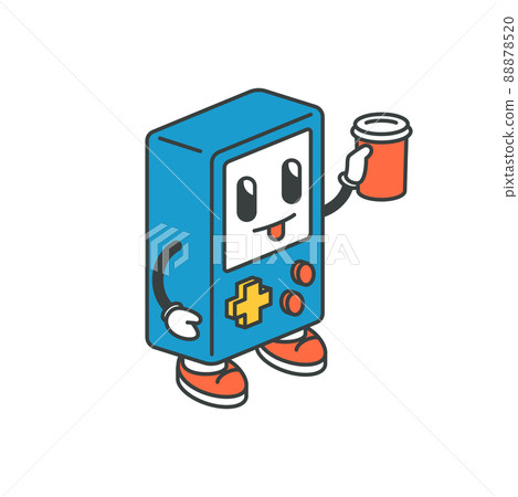 Vintage tetris character dye bottle isometric pop art cartoon old fashioned gaming machine Vintage tetris character dye bottle isometric pop art cartoon old fashioned gaming machine 88878520