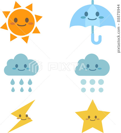 天氣流行和可愛的角色插圖集 88878944