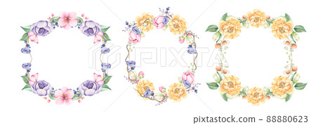 Floral bunches. Watercolor style wedding bouquets. 88880623