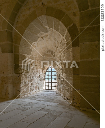 Stone wall and iron grid window, Alexandria Citadel 88883509