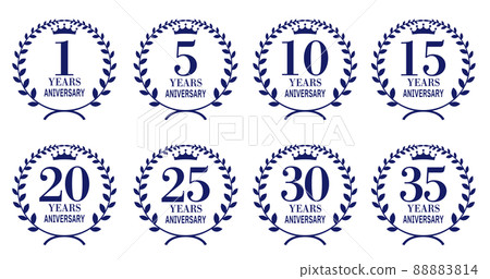 Laurel, laurel wreath, anniversary, blue emblem set Laurel, laurel wreath, anniversary, blue emblem set 88883814