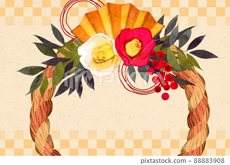 Watercolor illustration of shimenawa Watercolor illustration of shimenawa 88883908
