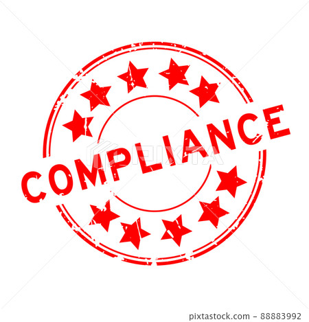 Grunge red compliance word with star icon round rubber seal stamp on white background Grunge red compliance word with star icon round rubber seal stamp on white background 88883992