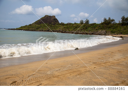Waves and seascapes rushing to the beach 88884161
