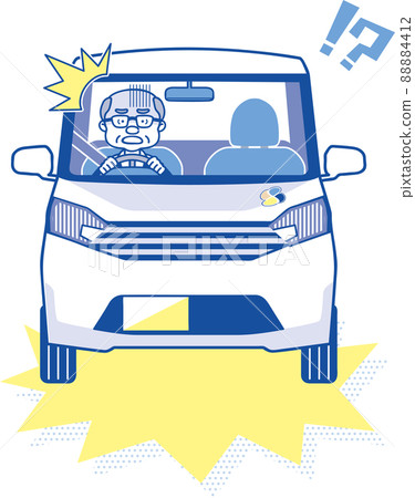 Surprised senior / elderly car driving 88884412