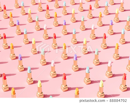 Lots of colorful lipsticks lined up 88884702