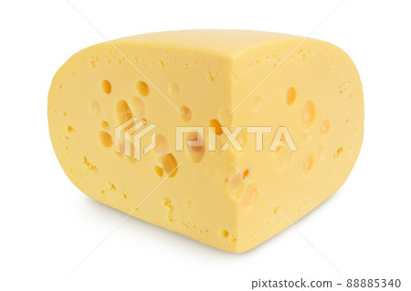piece of cheese isolated on white background with clipping path and full depth of field piece of cheese isolated on white background with clipping path and full depth of field 88885340